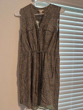 Japna Beige and Black Leopard-Print Strapless Dress